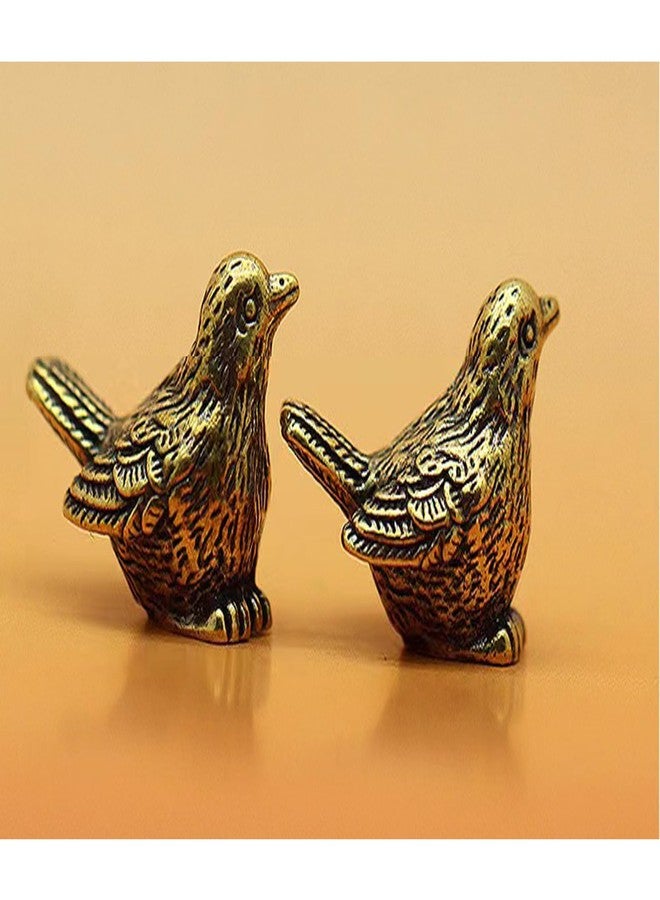 ALHBEJT 2pcs Brass Golden Bird Figurines Small Birds Statues Vintage Brass Bird Statue Retro Sparrow Figurine Home Decor Ornaments for Living Room, Bedroom, Office Desktop, Cabinets - Image 3